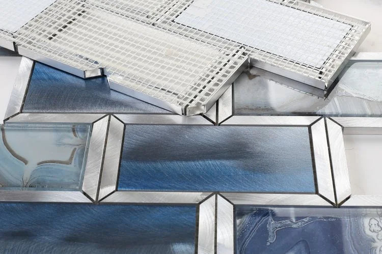 Shell Subway Blue Glass Mosaic