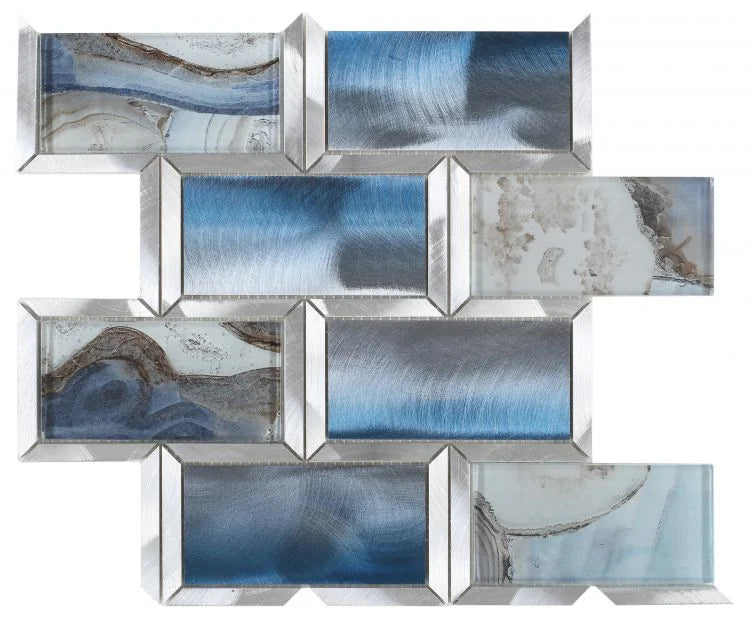Shell Subway Blue Glass Mosaic
