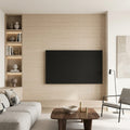Shibusa Crema 12x24 Porcelain Tile — Living Room feature wall