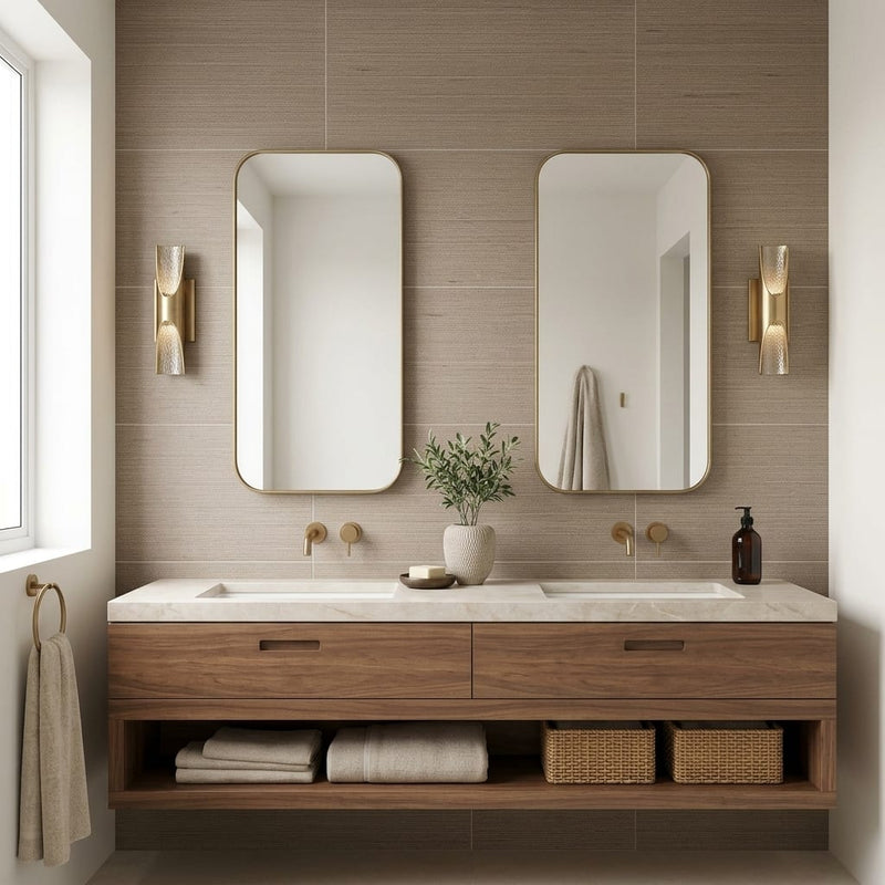 Shibusa Tortora 24x48 Porcelain Tile — Bathroom vanity wall