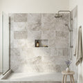 Siberian Tundra Limestone Tile 12x24 Honed 1/2 inch — Bathroom shower wall