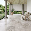 Siberian Tundra Limestone Tile 18x18 Honed 5/8 inch — Covered Patio floor