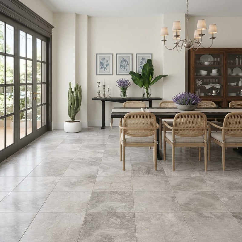 Siberian Tundra Limestone Tile 18x18 Honed 5/8 inch — Living Room floor