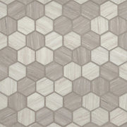 Silva Oak 2 Hexagon Pattern Misc. 0.24 Inch Recycles Glass Mosaic Tile