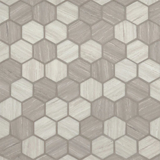 Silva Oak 2 Hexagon Pattern Misc. 0.24 Inch Recycles Glass Mosaic Tile