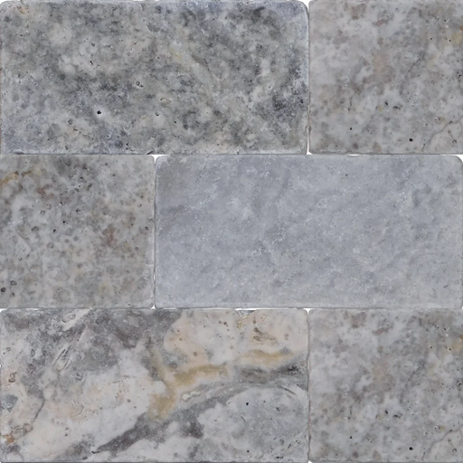 Silver 03x06 Tumbled Travertine Tile