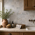 Silver 03x06 Tumbled Travertine Tile 3x6 — Laundry Room backsplash