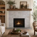 Silver 03x06 Tumbled Travertine Tile 3x6 — Living Room fireplace surround