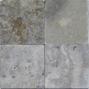 Silver 04x04 Tumbled Travertine Tile