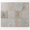 Silver 04x04 Tumbled Travertine Tile 4x4 close-up