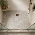 Silver 06x06 Tumbled Travertine Tile 6x6 — Bathroom shower floor