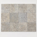 Silver 06x06 Tumbled Travertine Tile 6x6 close-up