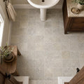 Silver 06x06 Tumbled Travertine Tile 6x6 — Powder Room floor