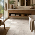 Silver 06x12 Tumbled Travertine Tile — Bathroom floor
