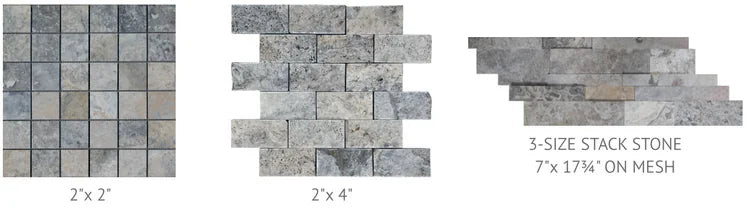 Silver 07x19.75 Split-Face Travertine Ledger Stone