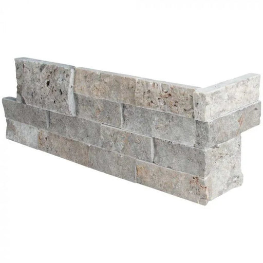 Silver 6x10x5.75 Honed Travertine 3D Corner