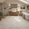 Silver 12x12 HF Travertine Tile — Bathroom floor