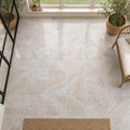 Silver 12x12 HF Travertine Tile — Sunroom floor