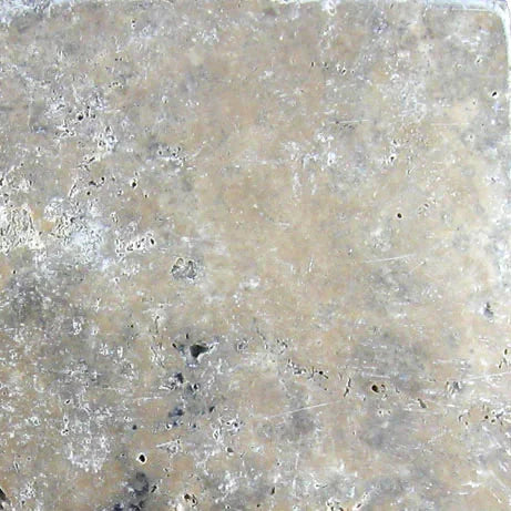 Silver 04x04 Tumbled Travertine Tile