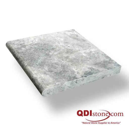 Arctic Silver 12x12 Tumbled Travertine Single Bullnose Pool Coping