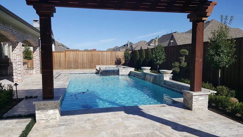 Arctic Silver 12x12 Tumbled Travertine Single Bullnose Pool Coping