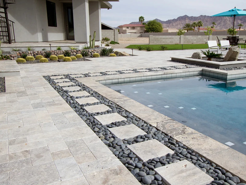 Silver 07x19.75 Split-Face Travertine Ledger Stone