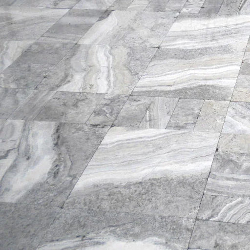Arctic Silver 24x24 Tumbled Travertine Paver