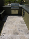Arctic Silver 16x16 Tumbled Travertine Paver