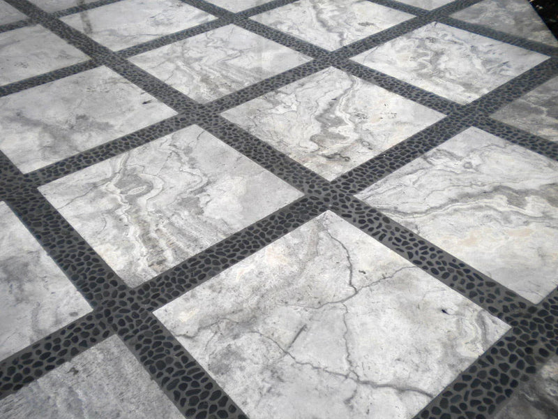 Arctic Silver 16x16 Tumbled Travertine Paver