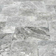 Arctic Silver 16x16 Tumbled Travertine Paver