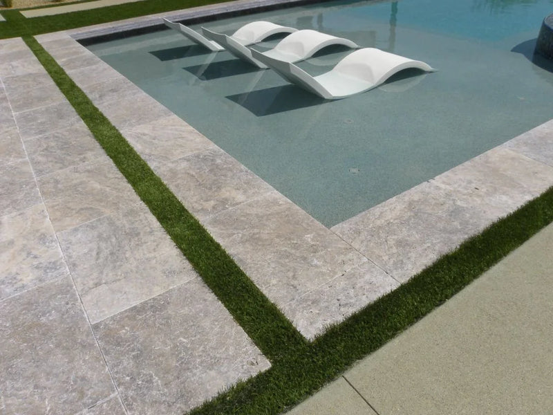 Arctic Silver 12x24x2 Tumbled Travertine Paver