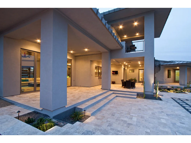 Arctic Silver 16x16 Tumbled Travertine Paver