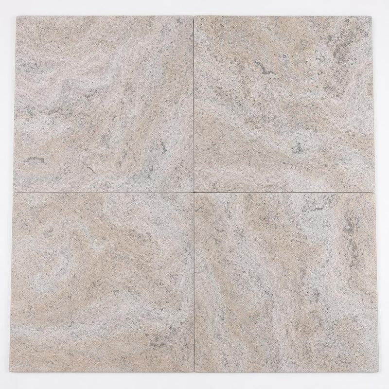 Silver 18x18 HF Travertine Tile close-up