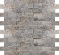 Silver 2x4 Brick Joint Split-Face Travertine Mosaic Tile