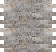 Silver 2x4 Brick Joint Split-Face Travertine Mosaic Tile