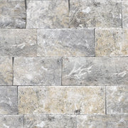Silver 1x2 Brick Joint Split-Face Travertine Mosaic Tile