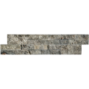 Silver 2x4 Brick Joint Split-Face Travertine Mosaic Tile