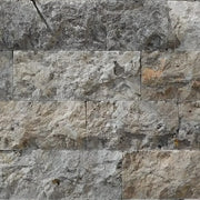 Silver 1x2 Brick Joint Split-Face Travertine Mosaic Tile
