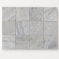 Silver 2x2 Filled & Honed Straight Travertine Mosaic Tile close-up