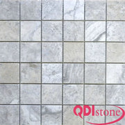 Silver 2x2 Filled & Honed Straight Travertine Mosaic Tile