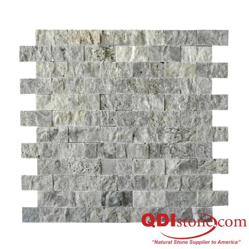 Silver 2x2 Tumbled Travertine Mosaic Tile