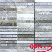 Silver 1x2 Brick Joint Tumbled Eased Travertine Mosaic Tile