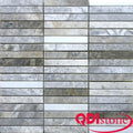 Silver 2x2 Filled & Honed Straight Travertine Mosaic Tile