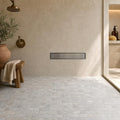 Silver 2x2 Tumbled Travertine Mosaic Tile — Bathroom shower floor