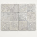 Silver 2x2 Tumbled Travertine Mosaic Tile close-up