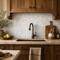 Silver 2x2 Tumbled Travertine Mosaic Tile — Kitchen backsplash