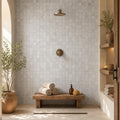 Silver 2x2 Tumbled Travertine Mosaic Tile — Spa spa interior