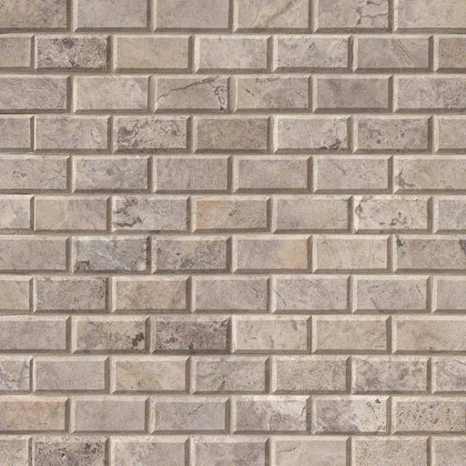 Silver 2x4 Subway Honed Travertine Mosaic Tile