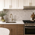 Silver 2x4 Subway Honed Travertine Mosaic Tile — Kitchen backsplash