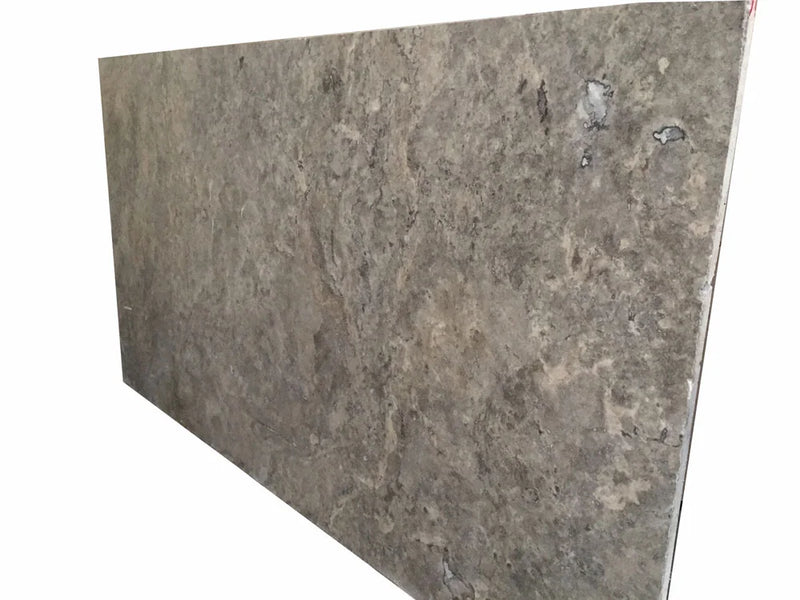 Silver 3cm Vein Cut Unfilled & Honed Travertine Slab